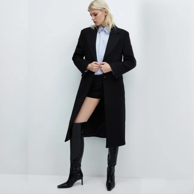 Black Croc-Effect Based Stiletto Boots