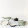 George Collective - Cast Iron Round Casserole 28cm - Matte Sage/Silver Lid – Image 3