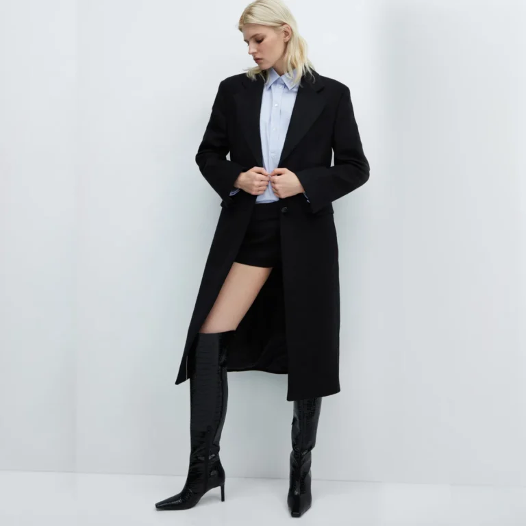Black Croc-Effect Based Stiletto Boots