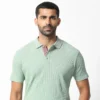 Mello Polo Collar Slim Fit Cotton T-Shirt - Sea Green